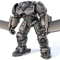 Game Movie Character Mech Robot Standing With Heavy Armor And Detailed Metallic Structure