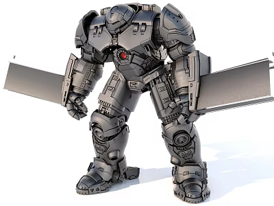 Game Movie Character Mech Robot Standing With Heavy Armor And Detailed Metallic Structure 3d model