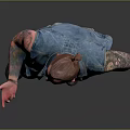 Man With Tattoos In Denim Vest And Dark Tank Top Gesturing On Gray Background