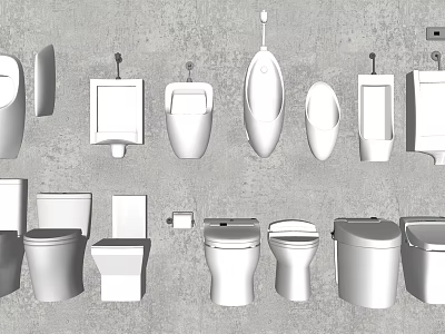 Different Types of Toilet Designs Including Urinals Bowls and Tank Models 3d model