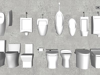 Modern Toilet Urinal Combination Milk Jar Soap Dispenser Trash Bin model