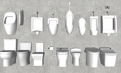 Modern Toilet Urinal Combination Milk Jar Soap Dispenser Trash Bin 3d model