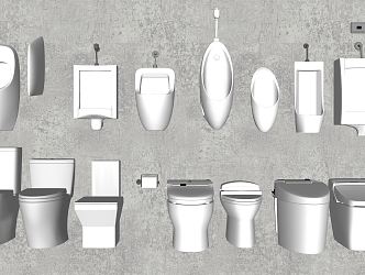 Modern Toilet Urinal Combination Milk Jar Soap Dispenser Trash Bin 3d model