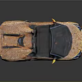 Stylish Orange Convertible Sports Car With Textured Body Black Wheels And Sharp Headlights