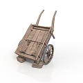 Vintage Wooden Wheelbarrow With Classic Design And Single Wheel Construction