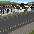 Modern Hotel Building With High Rise Towers Glass Facade Plaza And Fountain