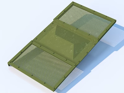 Green Metal Mesh Foldable Panel With Perforated Surface And Hinged Edges 3d model