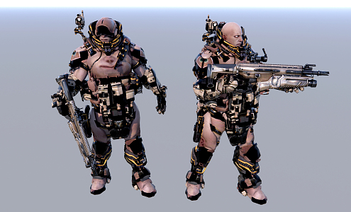 Modern game character sci-fi warrior 3d model