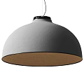 Modern Grey Fabric Pendant Light With Brown Inner Lining And Dome Shape Design Structure 3d model