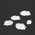 Cloud Shaped Chandeliers With Warm Yellow Lighting On Black Vertical Striped Background