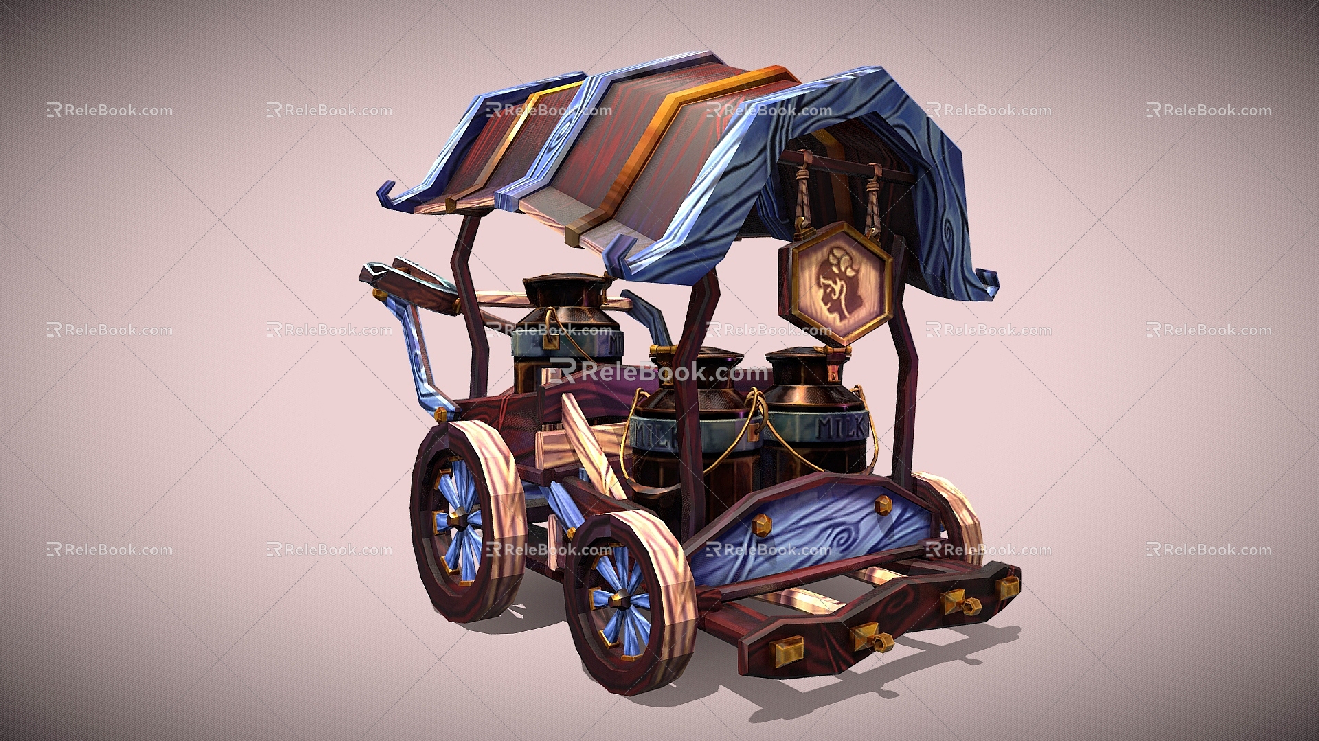 Modern Cartoon Wooden Car Cartoon Carriage Trolley Trolley 3d model