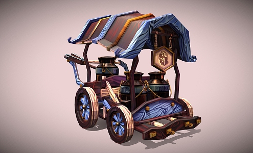 Modern Cartoon Wooden Cartoon Carriage Trolley 3d model