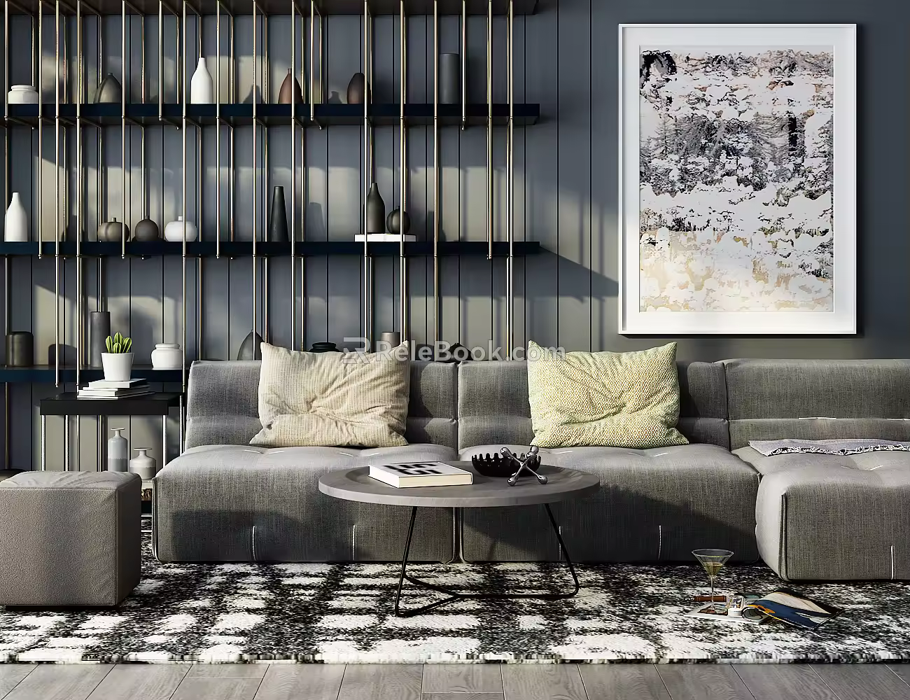 Modern sofa and coffee table combination 3d model