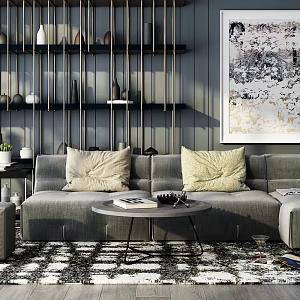 Modern sofa and coffee table combination 3d model