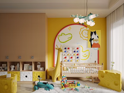 Colorful Nursery Room With Cartoon Decor And Toys 3d model