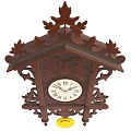 Ornate Traditional Wooden Carved Clock with Roman Numerals and Pendulum