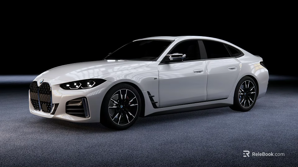 White Modern Sedan Car With Sleek Front Grille Design And Black Alloy Wheels 3d model 