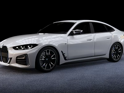 White Modern Sedan Car With Sleek Front Grille Design And Black Alloy Wheels 3d model
