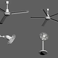 White Ceiling And Table Fans With Modern Design For Home Use 3d model