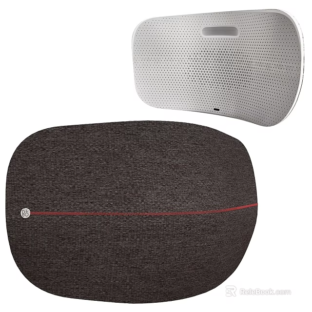 White and Dark Brown Speakers with Perforated Mesh Design and Textured Surface Red Line Accent 3d model 