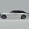 Luxury Sedan with Silver Body Black Roof Classic Grille and Multi Spoke Wheels