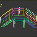 Heavy Duty Commercial Equipment With Yellow Railings And Green Ramp Structure