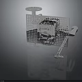 Futuristic Sci Fi Mechanical Device With Metallic Perforated Structure And Complex Components