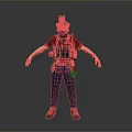 Man Wearing Red T Shirt Blue Jeans Tactical Vest And Mask Standing With Arms Out