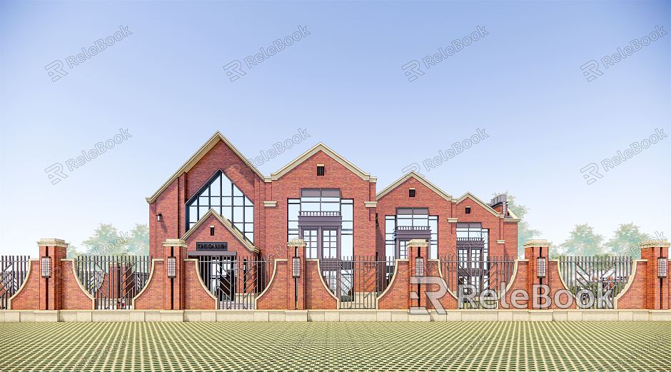 European Style Kindergarten Building British Style Red Brick Kindergarten model