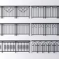 Black Metal Railings Featuring Various Ornate Patterns And Geometric Design Styles 3d model