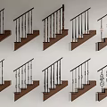 Various Interior Stairs Design Ideas With Wooden Steps And Decorative Metal Railings