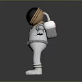 White Astronaut Suit Equipment With Black Helmet And Gold Accents Design
