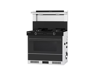 Modern Integrated Kitchen Appliance with Gas Stove Oven and Range Hood Design 3d model