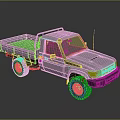 Gray Single Cab Pickup Truck 3D Render With Flatbed And Off Road Design