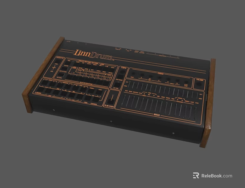 Commercial Control Equipment with Wooden Frame Black Panel and Integrated Buttons Knobs Interface Model DDM-2000 3d model 