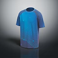 Blue Gradient Short Sleeve T Shirt With White Dot Pattern And Round Neck 3d model