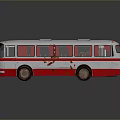 Vintage Red and White Bus Exterior with Classic Windows and Retro Body Design
