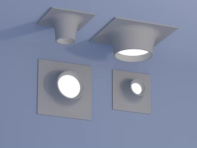 Modern Flush Mount Ceiling Lights with Square Base Round Light Design 3d model
