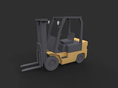 Industrial Yellow Gray Forklift With Front Forks And Cab For Warehouse Lifting 3d model