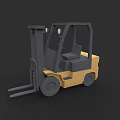 Industrial Yellow Gray Forklift With Front Forks And Cab For Warehouse Lifting