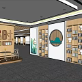 School Library Interior With Bookshelves Books Tables Chairs And Decorative Paintings