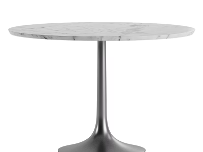 Elegant Modern Round Desk with White Marble Top and Metal Base 3d model