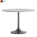 Elegant Modern Round Desk with White Marble Top and Metal Base