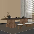 Tea Table and Chair Combination Tea Set Stool Bench Tea Table 3d model