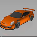 Orange Sports Car With Rear Spoiler Vibrant Color And Sleek Design