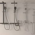 Modern Shower Heads with Various Designs Including Handheld and Overhead Features 3d model