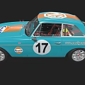 Vintage Gulf Racing Car With Blue Orange Livery Number 17 Coupé Design