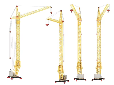 Industrial Equipment Multiple Yellow Tower Cranes For Construction With Heavy Duty Structure 3d model