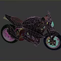 Black Modern Sleek Motorcycle With Low Poly Design Unique Body And Silver Wheels