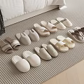 Comfortable Home Slippers In Neutral Colors For Indoor Use On Carpet Next To Sofa